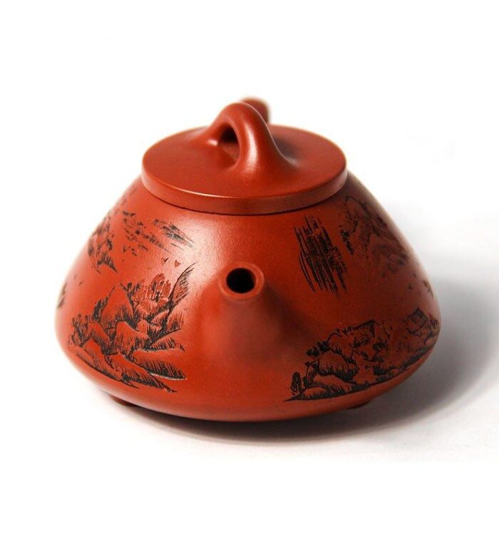 Чайник из исинской глины формы Ши Пяо, красный «Каменный ковш»  - фото 4