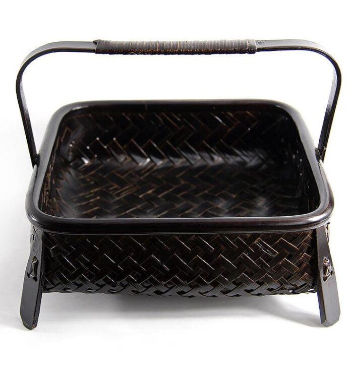 Бамбуковий плетений кошик для зберігання посуду та чаю