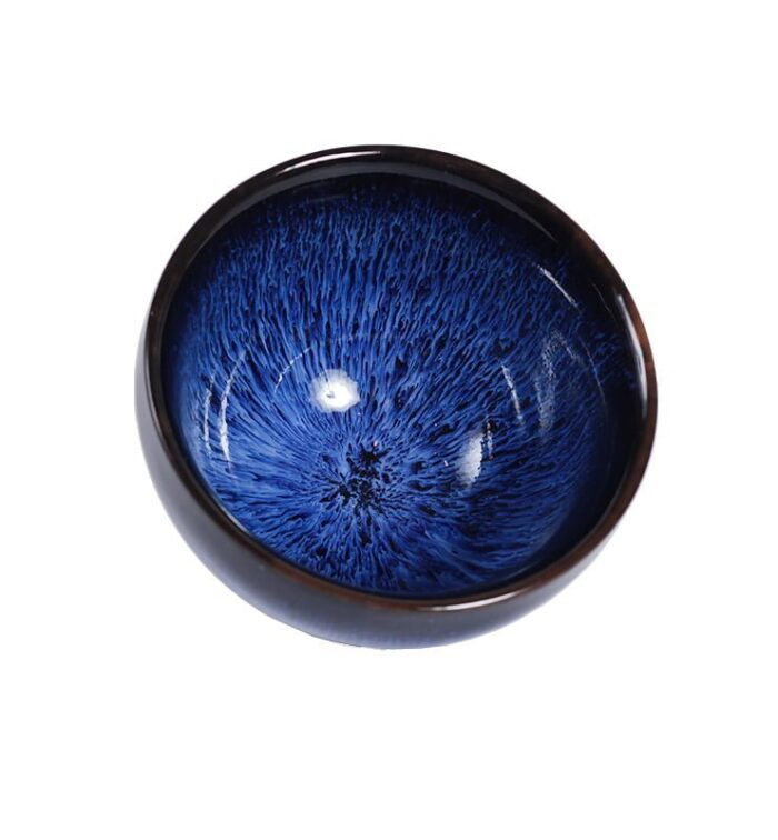 Чашка керамическая Тэммоку фиолетовая или синяя, 70 мл  - фото 7