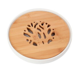 Чабань белая круглая керамическая “Дерево”  - фото