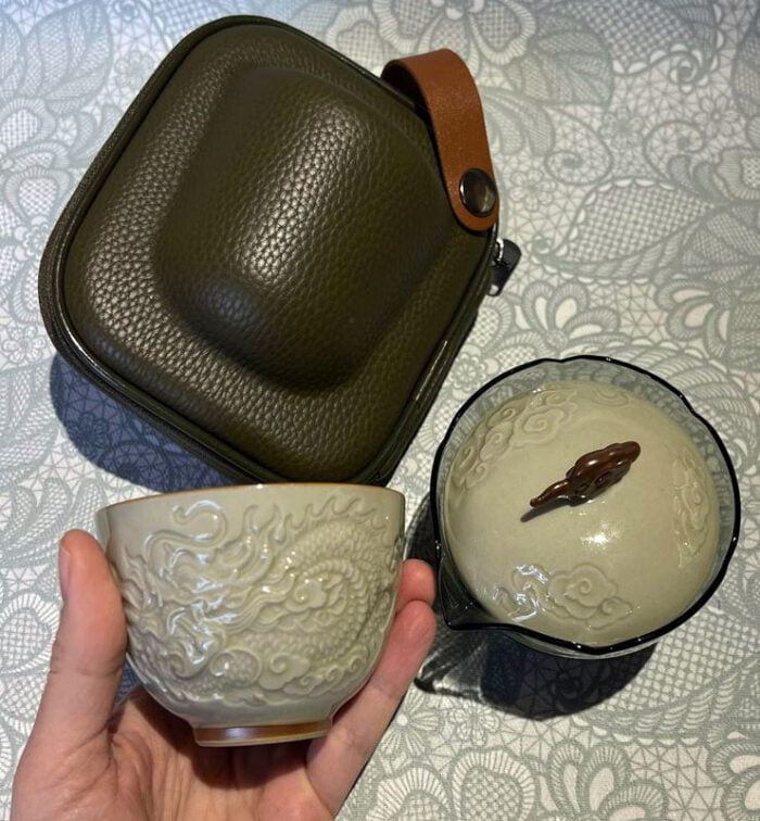 Travel tea set made of ceramics “Dragon”  - фото 4