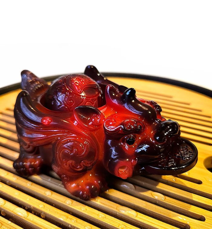 Чайная фигурка, Чашень “Пи Сиу / Пи Яо” – богатство и удача, красный  - фото 3