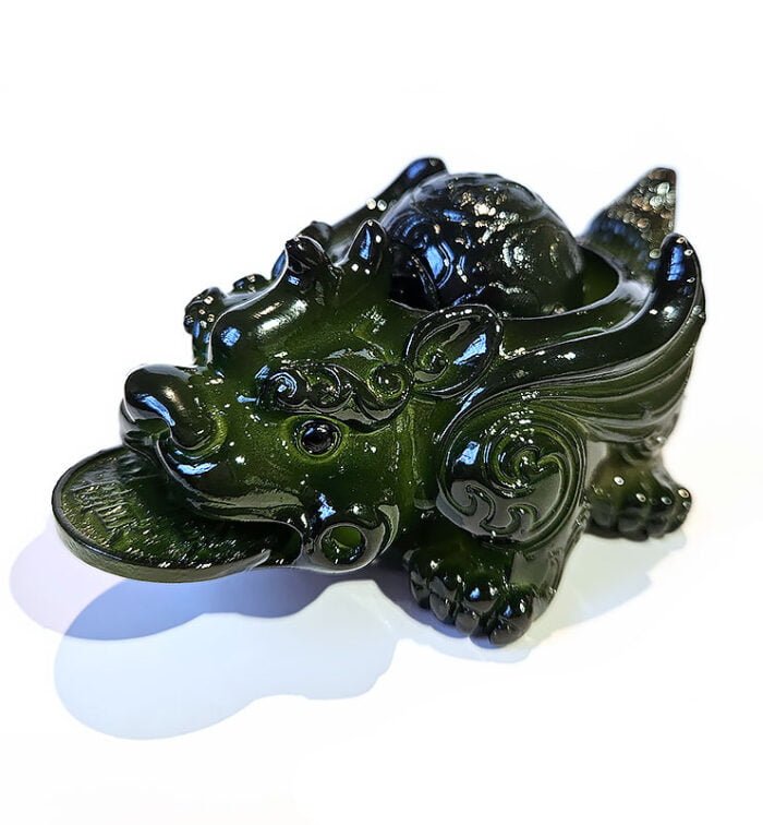Чайна фігурка, Чашень “Пі Сіу / Пі Яо” – багатство та удача, зелений  - фото 2