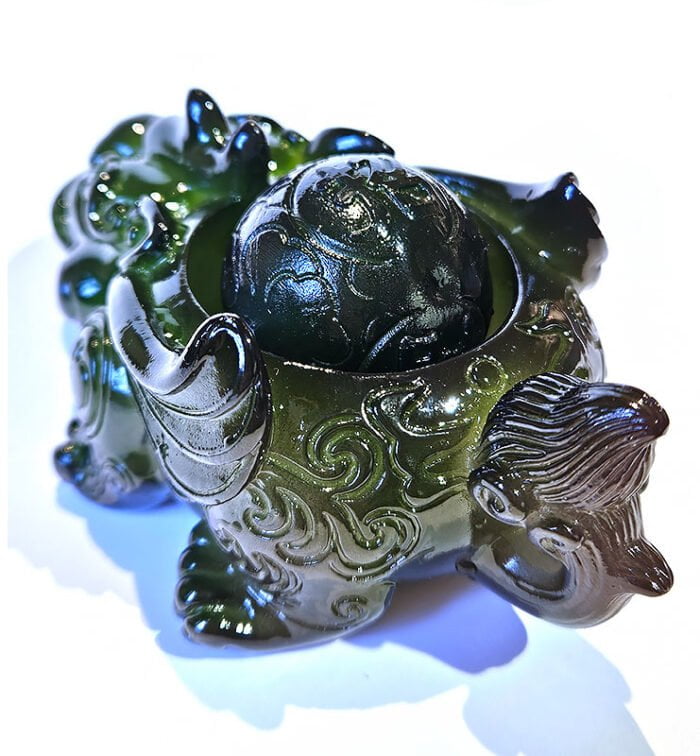Чайна фігурка, Чашень “Пі Сіу / Пі Яо” – багатство та удача, зелений  - фото 4